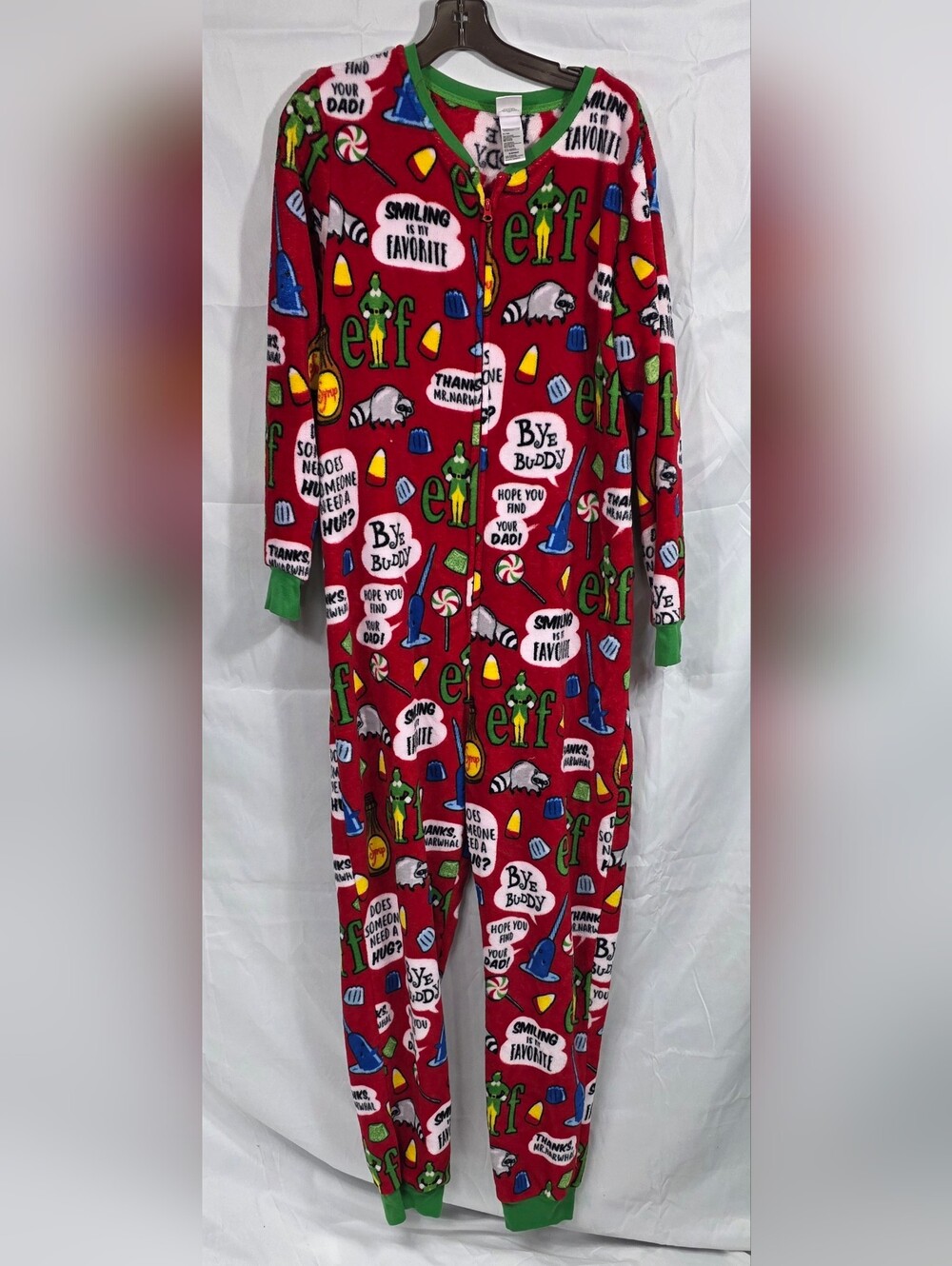 Elf Graphic Red Holiday Onesie Pajamas Mens XL (M168)